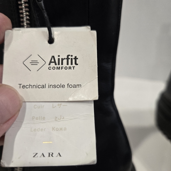 Zara Black Ankle Boots Women's Size 7.5 Track Sole Zip-up - Picture 10 of 15